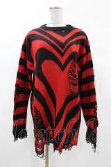 KILL STAR / Libi Sweater XS 黒×赤 H-25-03-09-055-SL-TO-KB-ZH