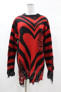 KILL STAR / Libi Sweater XS 黒×赤 H-25-03-09-055-SL-TO-KB-ZH