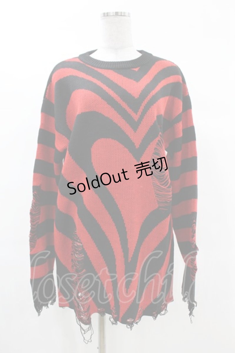 画像1: 【SALE】KILL STAR / Libi Sweater XS 黒×赤 H-25-03-09-056-SL-TO-KB-ZT358 (1)