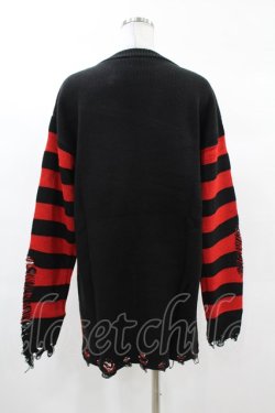 画像2: KILL STAR / Libi Sweater XS 黒×赤 H-25-03-09-056-SL-TO-KB-ZH