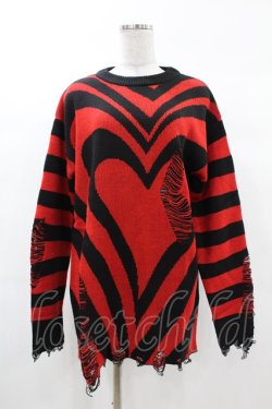 画像1: KILL STAR / Libi Sweater XS 黒×赤 H-25-03-09-057-SL-TO-KB-ZH