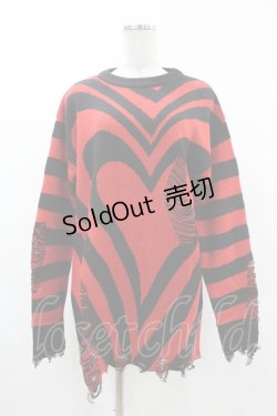 画像1: KILL STAR / Libi Sweater XS 黒×赤 H-25-03-09-057-SL-TO-KB-ZH