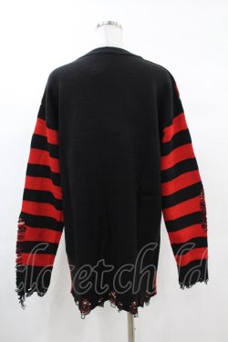 画像2: KILL STAR / Libi Sweater XS 黒×赤 H-25-03-09-057-SL-TO-KB-ZH