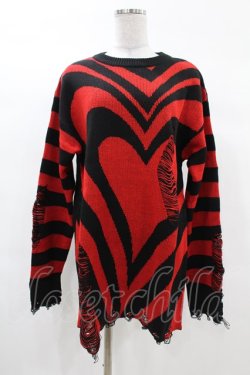 画像1: KILL STAR / Libi Sweater XS 黒×赤 H-25-03-09-059-SL-TO-KB-OS