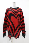 KILL STAR / Libi Sweater XS 黒×赤 H-25-03-09-060-SL-TO-KB-ZT177