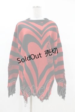画像1: KILL STAR / Libi Sweater XS 黒×赤 H-25-03-09-060-SL-TO-KB-ZT177