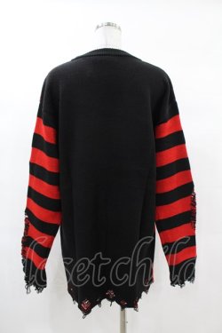 画像2: KILL STAR / Libi Sweater XS 黒×赤 H-25-03-09-060-SL-TO-KB-ZT177