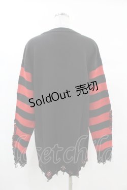 画像2: KILL STAR / Libi Sweater XS 黒×赤 H-25-03-09-060-SL-TO-KB-ZT177