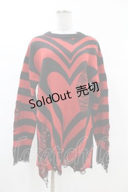 画像1: KILL STAR / Libi Sweater XS 黒×赤 H-25-03-09-062-SL-TO-KB-OS