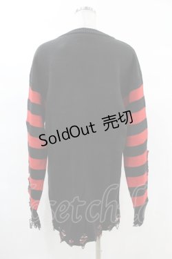 画像2: KILL STAR / Libi Sweater XS 黒×赤 H-25-03-09-062-SL-TO-KB-OS