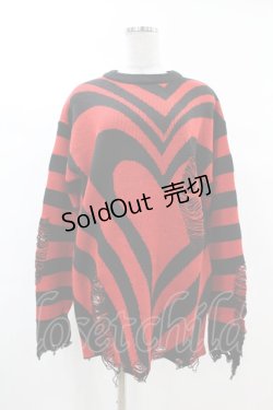 画像1: KILL STAR / Libi Sweater XS 黒×赤 H-25-03-09-063-SL-TO-KB-ZI