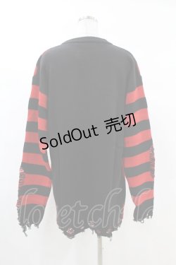 画像2: KILL STAR / Libi Sweater XS 黒×赤 H-25-03-09-063-SL-TO-KB-ZI