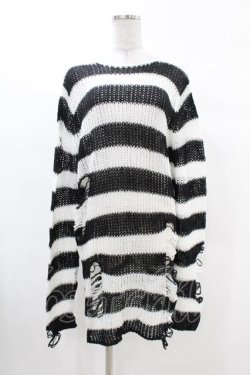 画像1: KILL STAR / Pugsley Knit Sweater S 黒×白 H-25-03-09-010-SL-TO-KB-OS