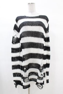 画像1: KILL STAR / Pugsley Knit Sweater S 黒×白 H-25-03-09-012-SL-TO-KB-ZH