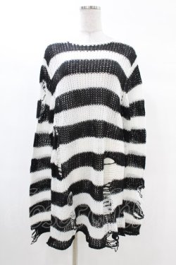 画像1: KILL STAR / Pugsley Knit Sweater S 黒×白 H-25-03-09-016-SL-TO-KB-ZH
