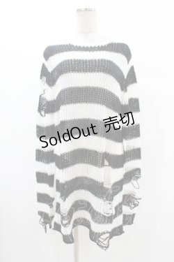 画像1: KILL STAR / Pugsley Knit Sweater S 黒×白 H-25-03-09-018-SL-TO-KB-ZH