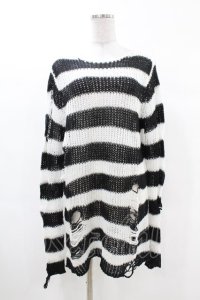 KILL STAR / Pugsley Knit Sweater XS 黒×白 H-25-03-09-019-SL-TO-KB-OS