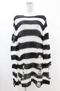 画像1: KILL STAR / Pugsley Knit Sweater XS 黒×白 H-25-03-09-020-SL-TO-KB-ZH