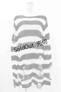 画像1: KILL STAR / Pugsley Knit Sweater XS 黒×白 H-25-03-09-020-SL-TO-KB-ZH