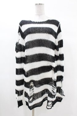 画像1: KILL STAR / Pugsley Knit Sweater XS 黒×白 H-25-03-09-024-SL-TO-KB-ZH