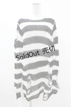 画像1: KILL STAR / Pugsley Knit Sweater XS 黒×白 H-25-03-09-024-SL-TO-KB-ZH