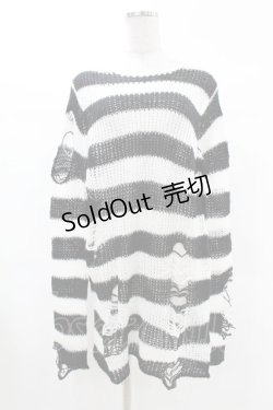 画像1: KILL STAR / Pugsley Knit Sweater XS 黒×白 H-25-03-09-025-SL-TO-KB-ZH