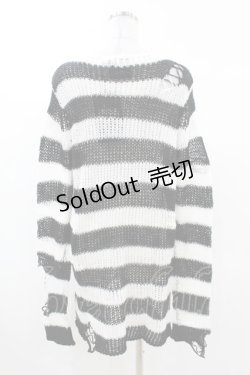 画像2: KILL STAR / Pugsley Knit Sweater XS 黒×白 H-25-03-09-025-SL-TO-KB-ZH