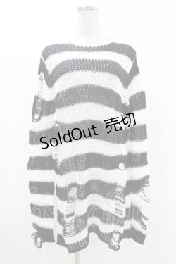 画像1: KILL STAR / Pugsley Knit Sweater XS 黒×白 H-25-03-09-026-SL-TO-KB-ZH