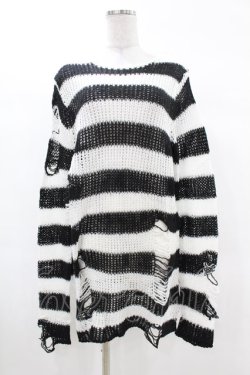 画像1: KILL STAR / Pugsley Knit Sweater XS 黒×白 H-25-03-09-027-SL-TO-KB-ZH