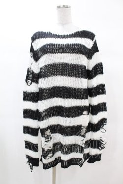 画像1: KILL STAR / Pugsley Knit Sweater XS 黒×白 H-25-03-09-028-SL-TO-KB-ZH