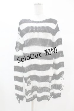 画像1: KILL STAR / Pugsley Knit Sweater XS 黒×白 H-25-03-09-028-SL-TO-KB-ZH