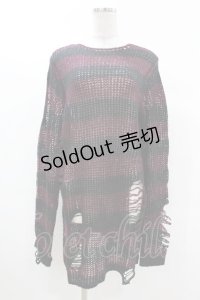 KILL STAR / Cassius Knit Sweater XS 黒×ダークパープル H-25-03-09-033-SL-TO-KB-ZH