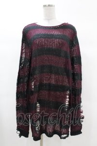 KILL STAR / Cassius Knit Sweater XS 黒×ダークパープル H-25-03-09-034-SL-TO-KB-ZH