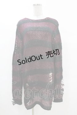 画像1: KILL STAR / Cassius Knit Sweater XS 黒×ダークパープル H-25-03-09-036-SL-TO-KB-ZH