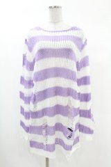 KILL STAR / Viola Knit Sweater S ホワイト×パープル H-25-03-09-040-SL-TO-KB-ZH
