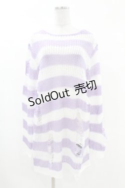 画像1: KILL STAR / Viola Knit Sweater S ホワイト×パープル H-25-03-09-040-SL-TO-KB-ZH
