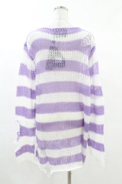 画像2: KILL STAR / Viola Knit Sweater S ホワイト×パープル H-25-03-09-040-SL-TO-KB-ZH