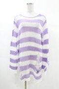 KILL STAR / Viola Knit Sweater S ホワイト×パープル H-25-03-09-041-SL-TO-KB-ZH