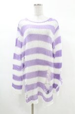 画像1: KILL STAR / Viola Knit Sweater S ホワイト×パープル H-25-03-09-041-SL-TO-KB-OS (1)