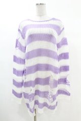KILL STAR / Viola Knit Sweater S ホワイト×パープル H-25-03-09-043-SL-TO-KB-ZH
