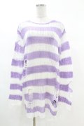 KILL STAR / Viola Knit Sweater S ホワイト×パープル H-25-03-09-044-SL-TO-KB-ZH