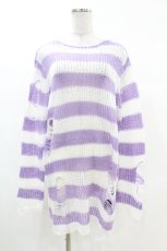 画像1: KILL STAR / Viola Knit Sweater S ホワイト×パープル H-25-03-09-044-SL-TO-KB-ZH (1)