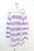 KILL STAR / Viola Knit Sweater XS ホワイト×パープル H-25-03-09-046-SL-TO-KB-ZH