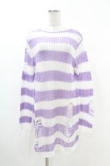 KILL STAR / Viola Knit Sweater XS ホワイト×パープル H-25-03-09-046-SL-TO-KB-ZH