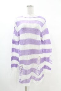 KILL STAR / Viola Knit Sweater XS ホワイト×パープル H-25-03-09-046-SL-TO-KB-ZH