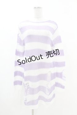 画像1: KILL STAR / Viola Knit Sweater XS ホワイト×パープル H-25-03-09-046-SL-TO-KB-ZH