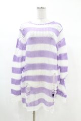 KILL STAR / Viola Knit Sweater XS ホワイト×パープル H-25-03-09-047-SL-TO-KB-ZH