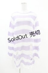 KILL STAR / Viola Knit Sweater XS ホワイト×パープル H-25-03-09-048-SL-TO-KB-ZI