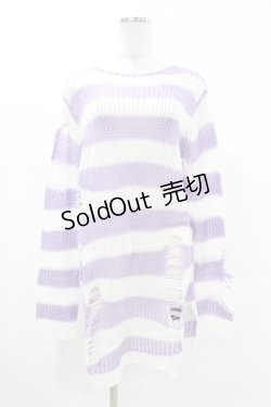 画像1: KILL STAR / Viola Knit Sweater XS ホワイト×パープル H-25-03-09-049-SL-TO-KB-ZI