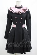 DARK IN LOVE / Gothic lolita pink ruffle neck princess dress XS ブラック×ピンク H-25-03-10-001-PU-OP-KB-ZH